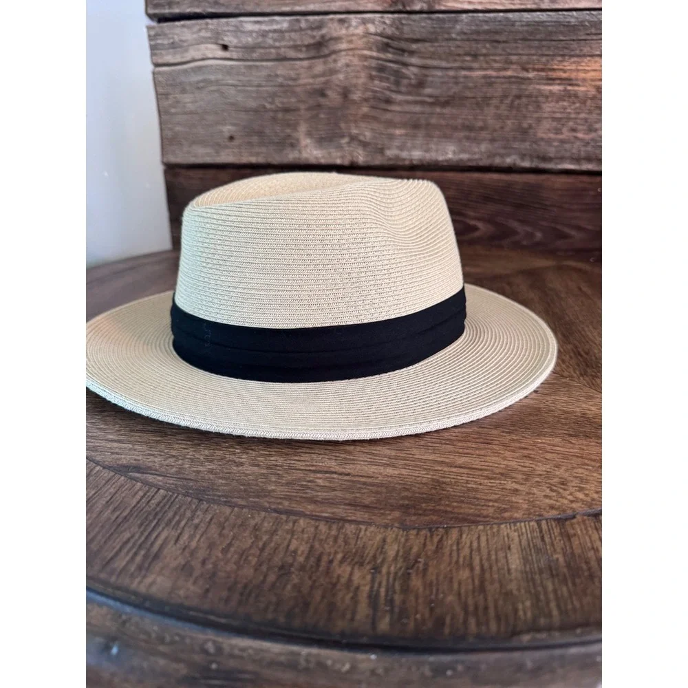 Stanton Australia SD800 Fine Toyo Straw Fedora Hat Cream Black M/L Adjustable